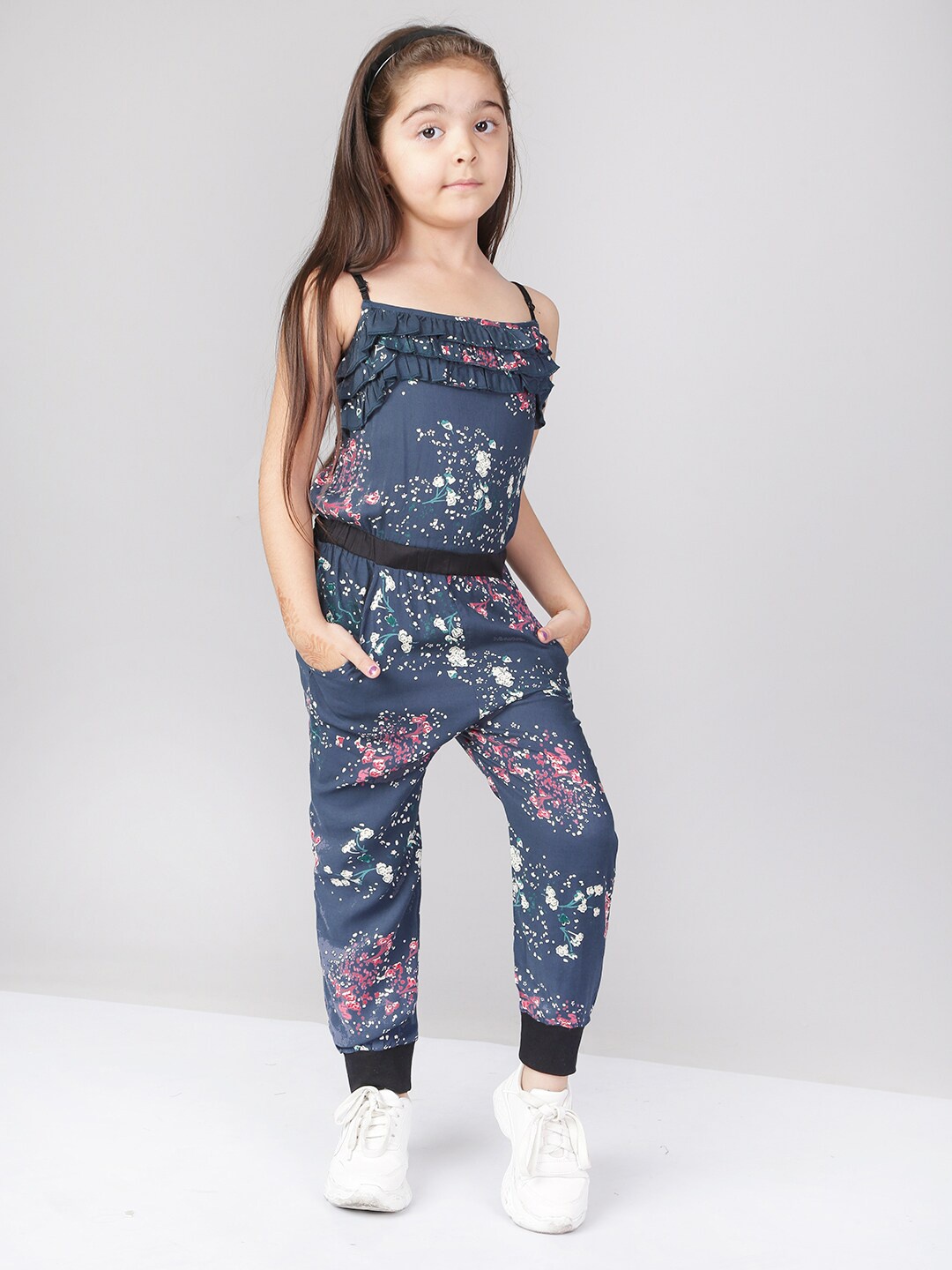 

Naughty Ninos Girls Printed Basic Jumpsuit, Grey