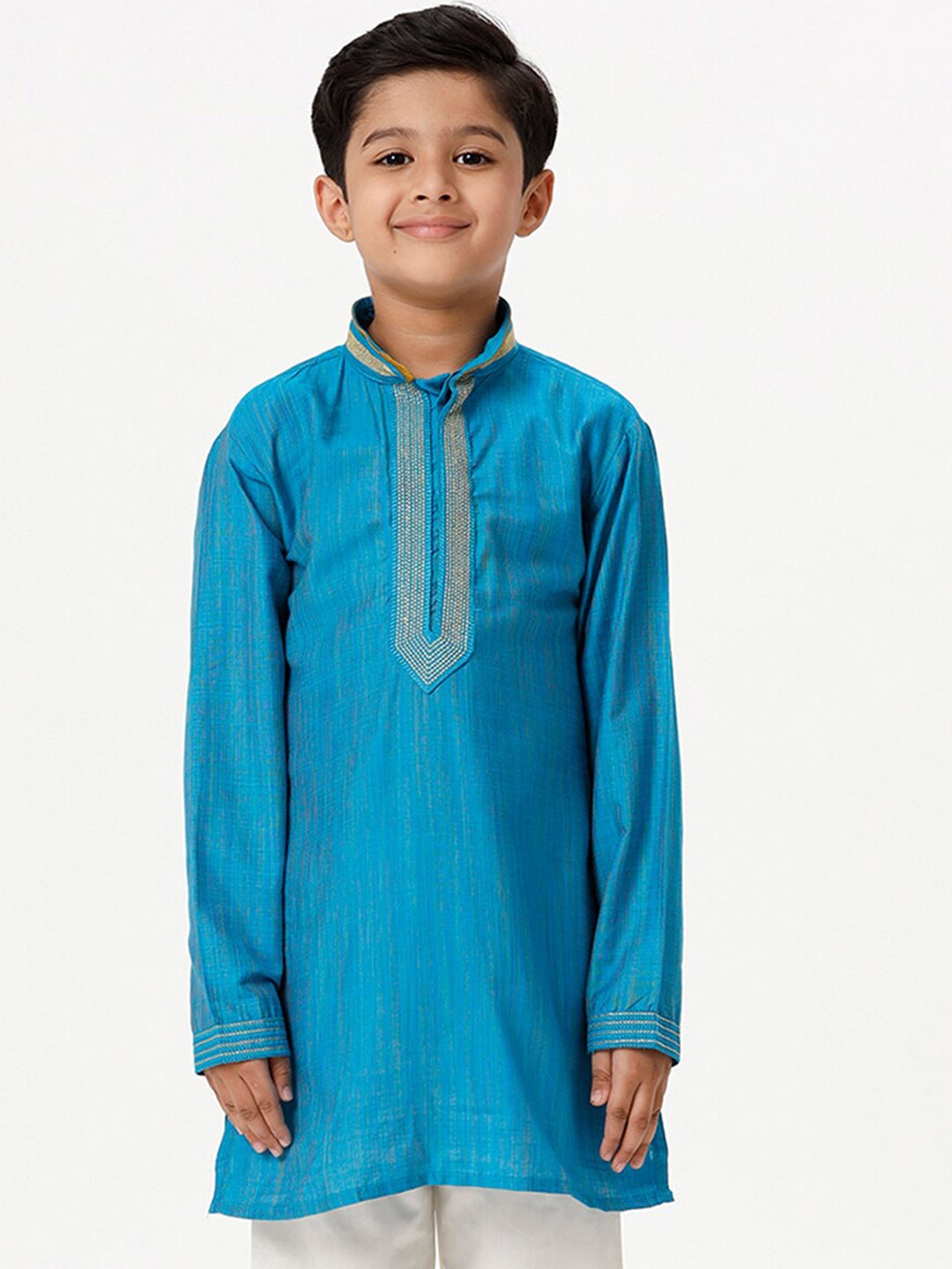 

Ramraj Boys Mandarin Collar Kurta, Turquoise blue