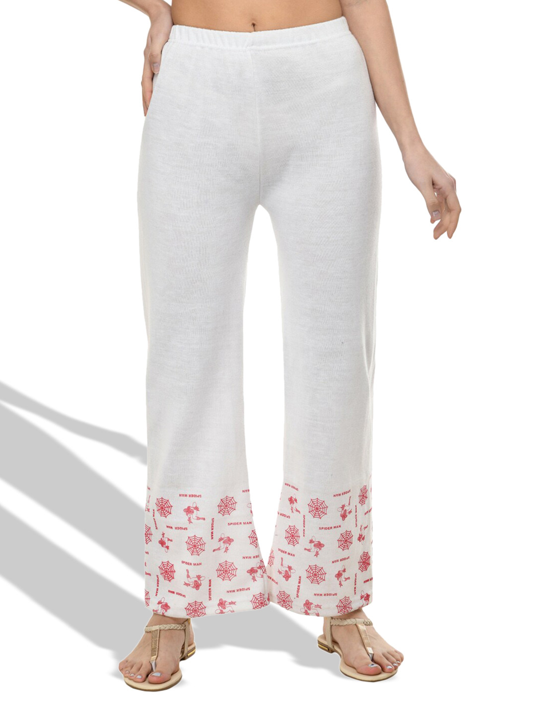 

IndiWeaves Conversational Printed Straight Fit Acrylic Palazzos, White
