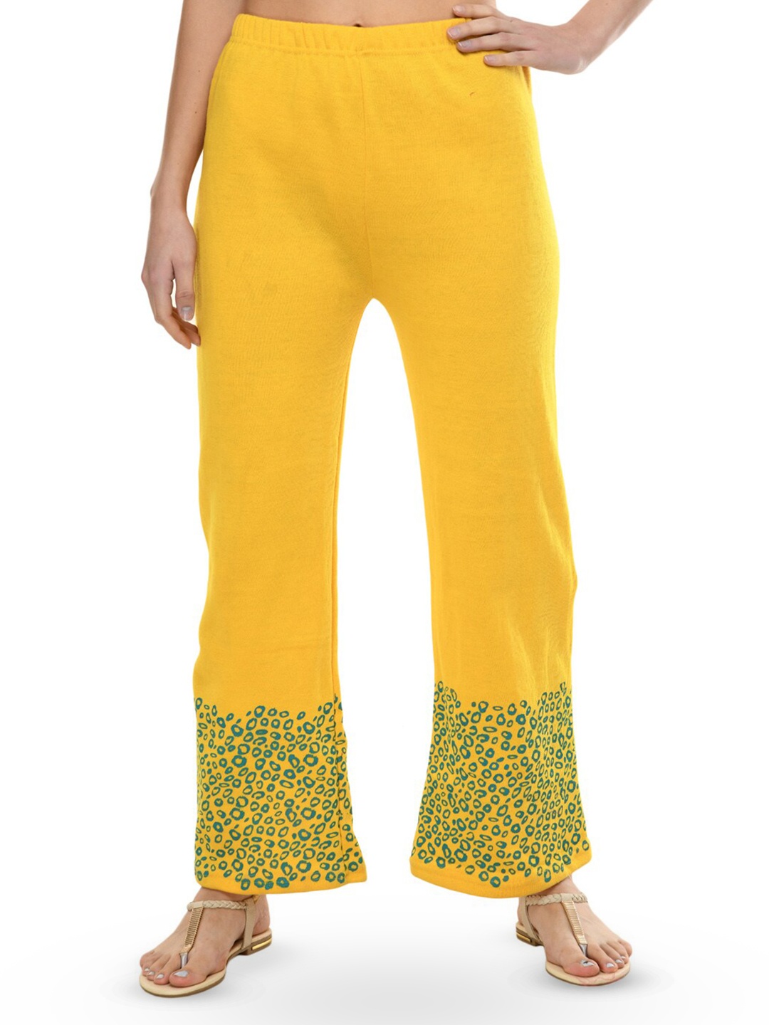 

IndiWeaves Abstract Printed Straight Fit Palazzos, Yellow