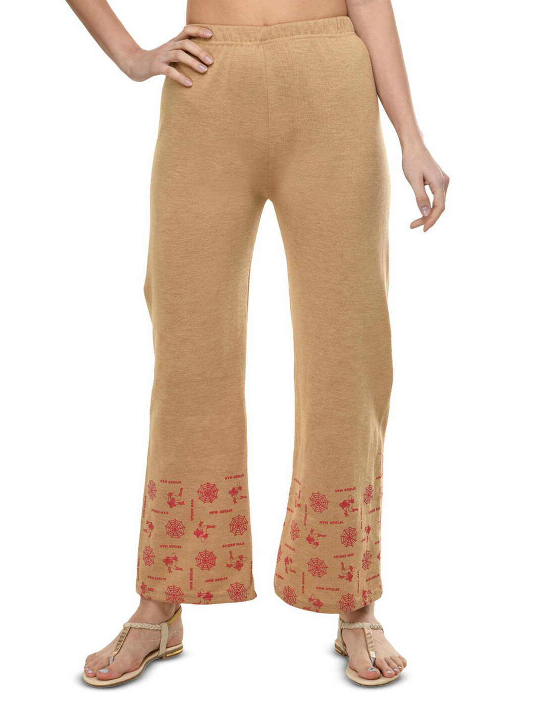 

IndiWeaves Abstract Hem Design Mid-Rise Straight-Fit Palazzos, Beige