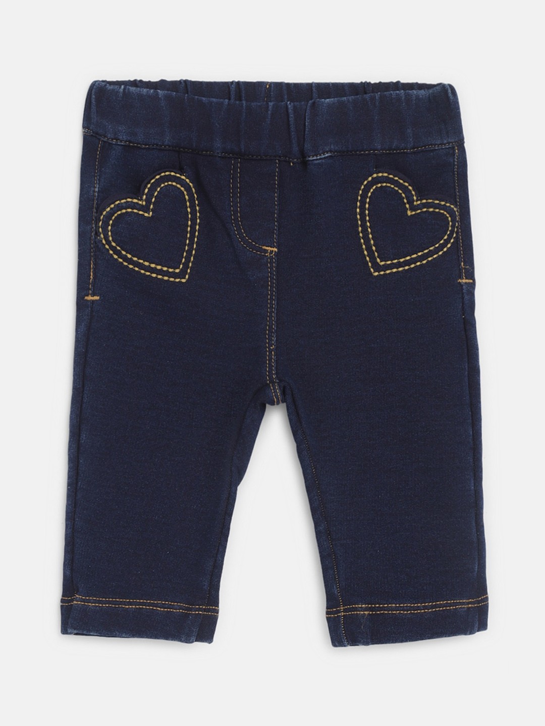 

Chicco Infant Girls Mid-Rise Comfort Fit Cotton Denim Trousers, Navy blue