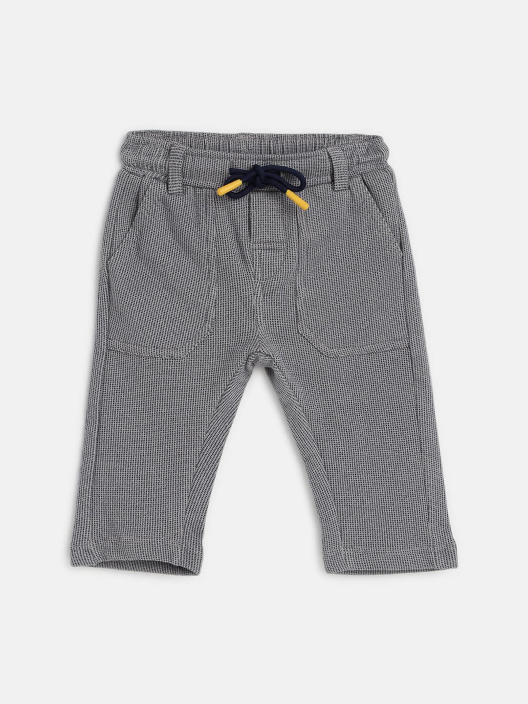 

Chicco Boys Mid-Rise Self Designed Comfort Fit Cotton Trousers, Navy blue
