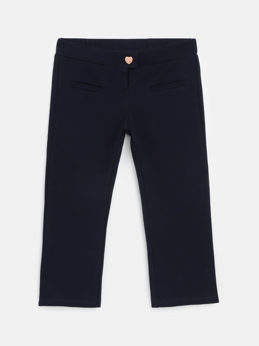 

Chicco Infant Girls Mid-Rise Comfort Fit Cotton Trousers, Navy blue