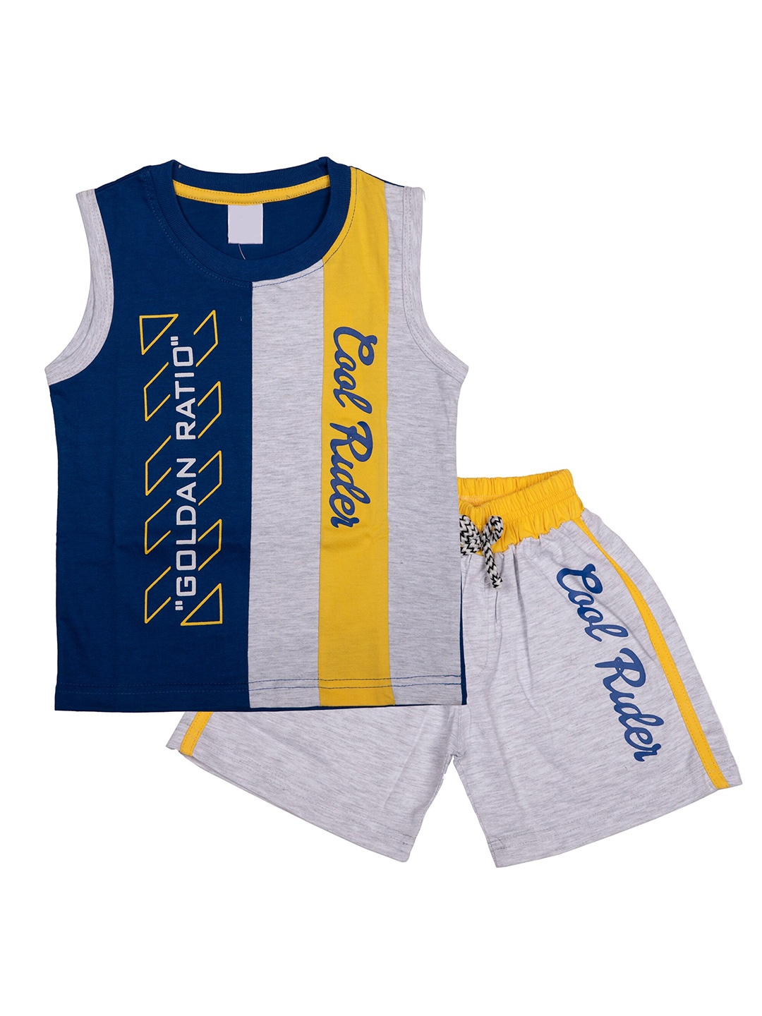 

CELEBRITY CLUB Boys Printed Pure Cotton T-shirt with Shorts, Grey