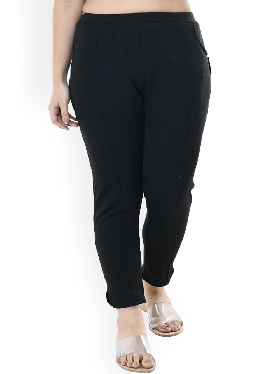 

IndiWeaves Women Relaxed High-Rise Wool Trousers, Black