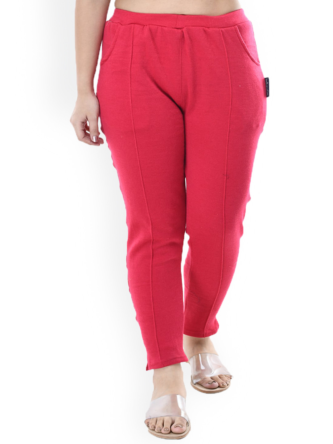 

IndiWeaves Women Relaxed High-Rise Wool Trousers, Magenta