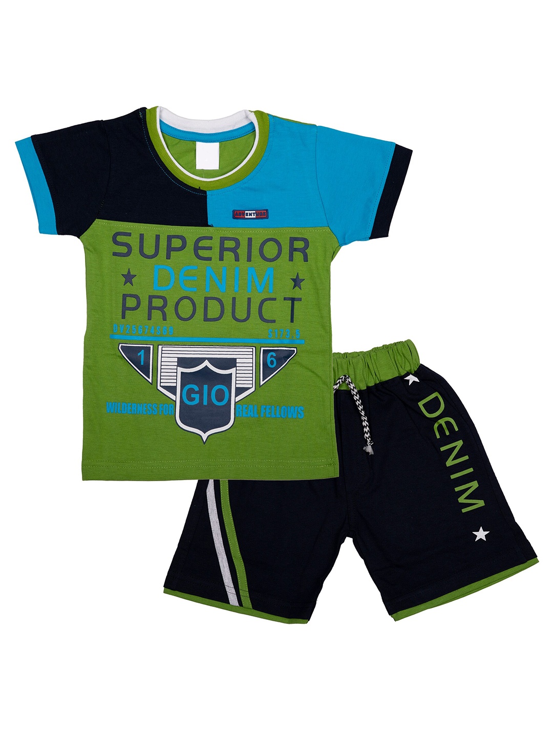 

BAESD Boys Typography Printed Pure Cotton T-Shirt With Shorts, Green