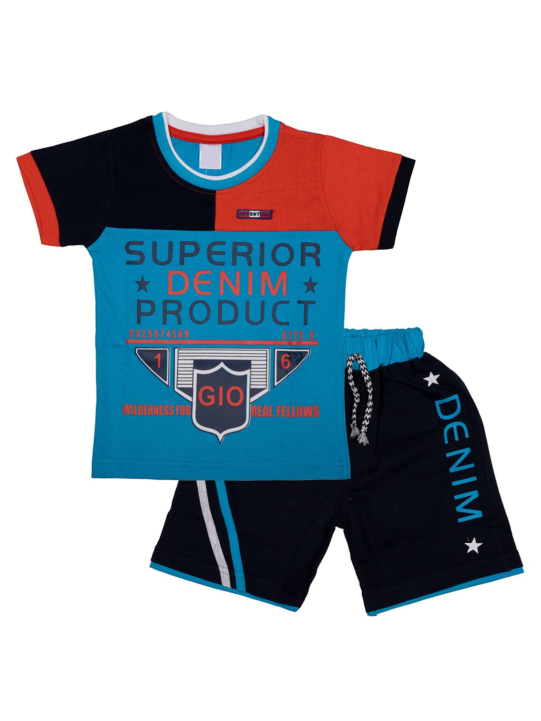 

BAESD Boys Typography Printed Pure Cotton T-Shirt With Shorts, Blue