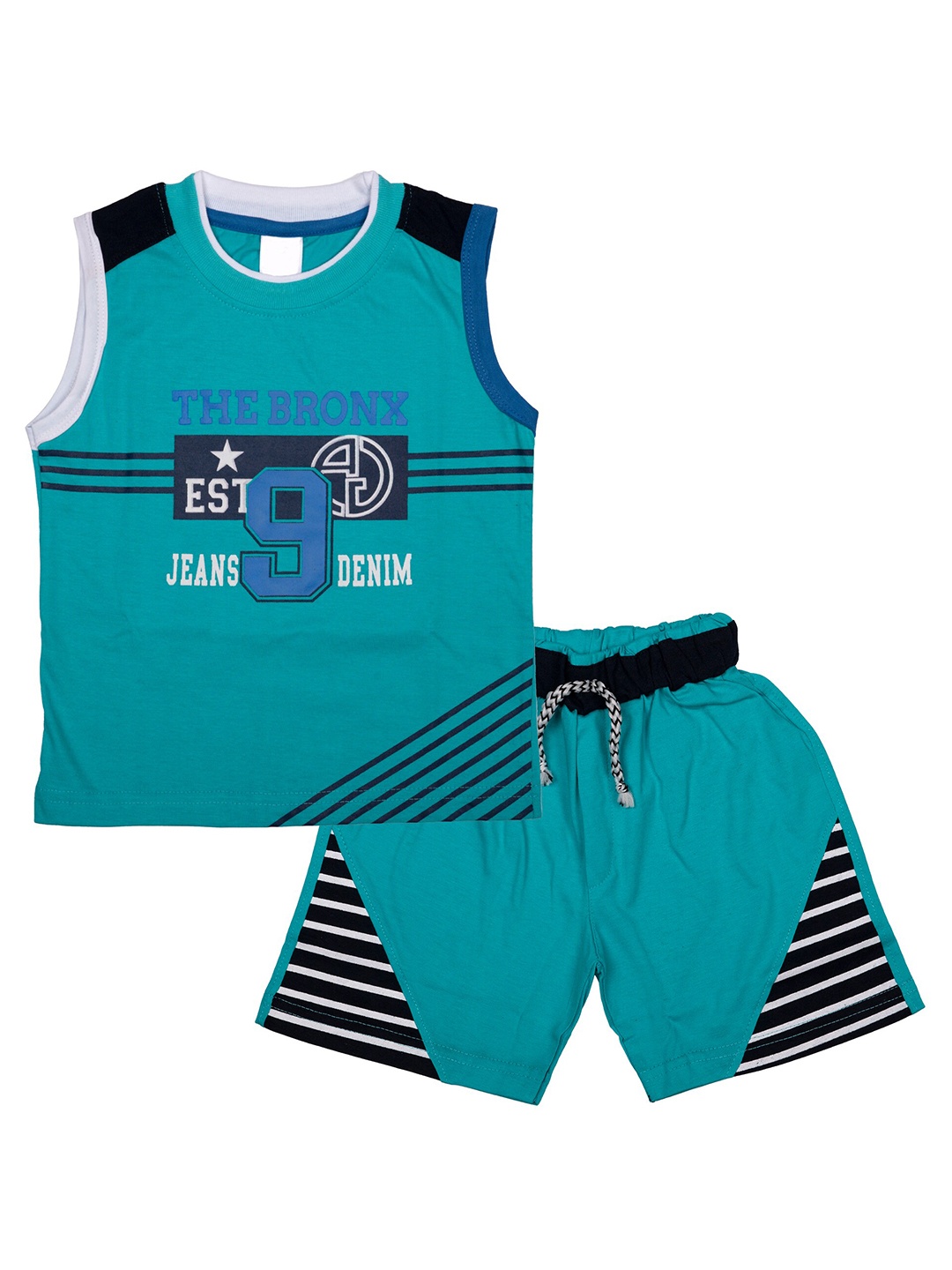 

BAESD Boys Typography Printed Pure Cotton T-Shirt With Shorts, Blue