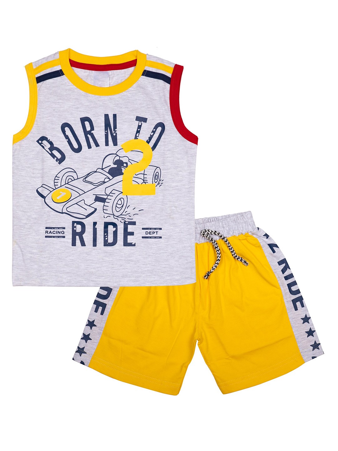 

BAESD Boys Typography Printed Pure Cotton T-Shirt With Shorts, Grey