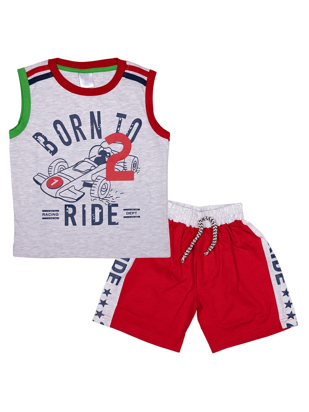 

BAESD Boys Typography Printed Pure Cotton T-Shirt With Shorts, Grey