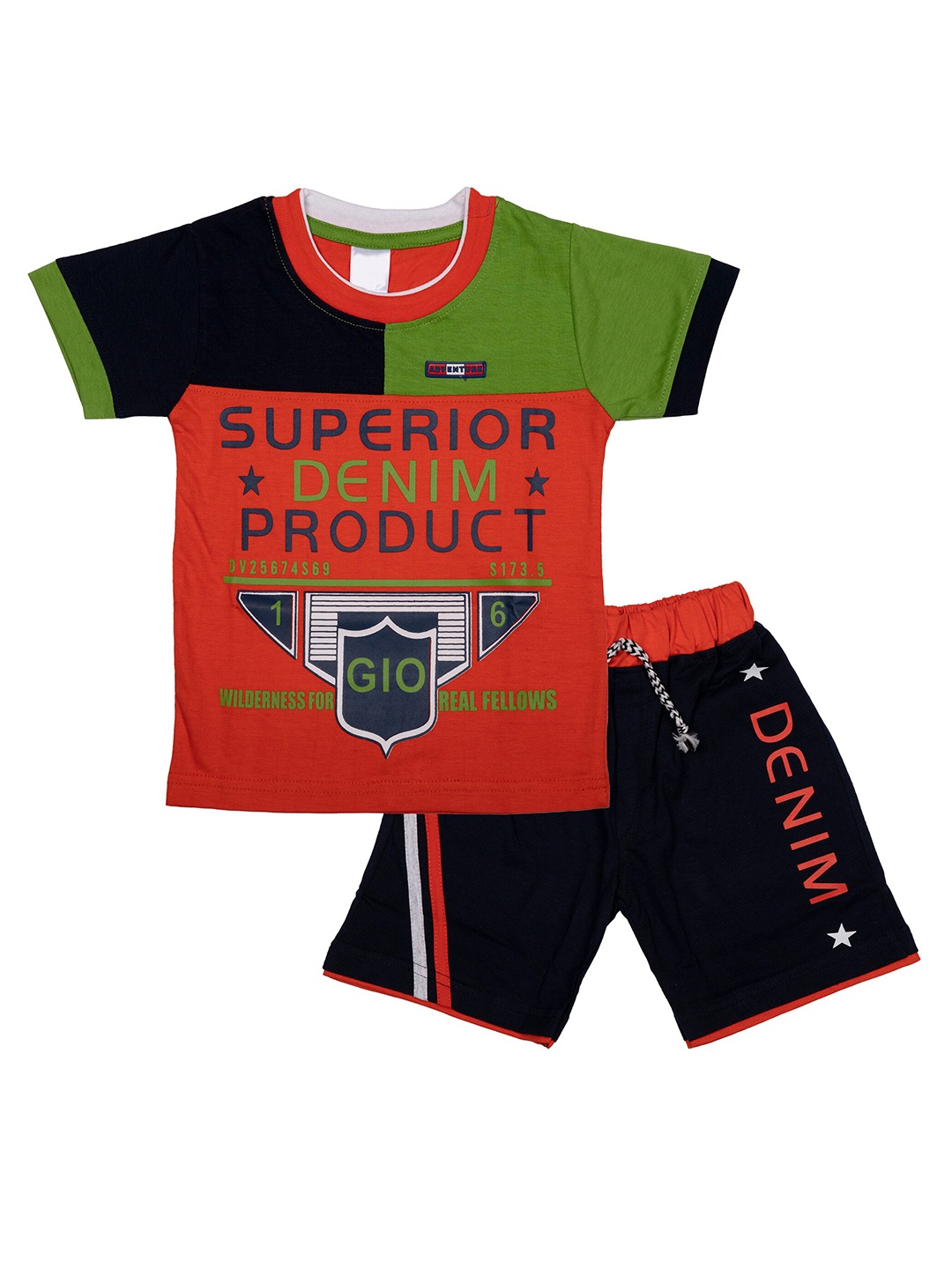 

BAESD Boys Typography Printed Pure Cotton T-Shirt With Shorts, Orange