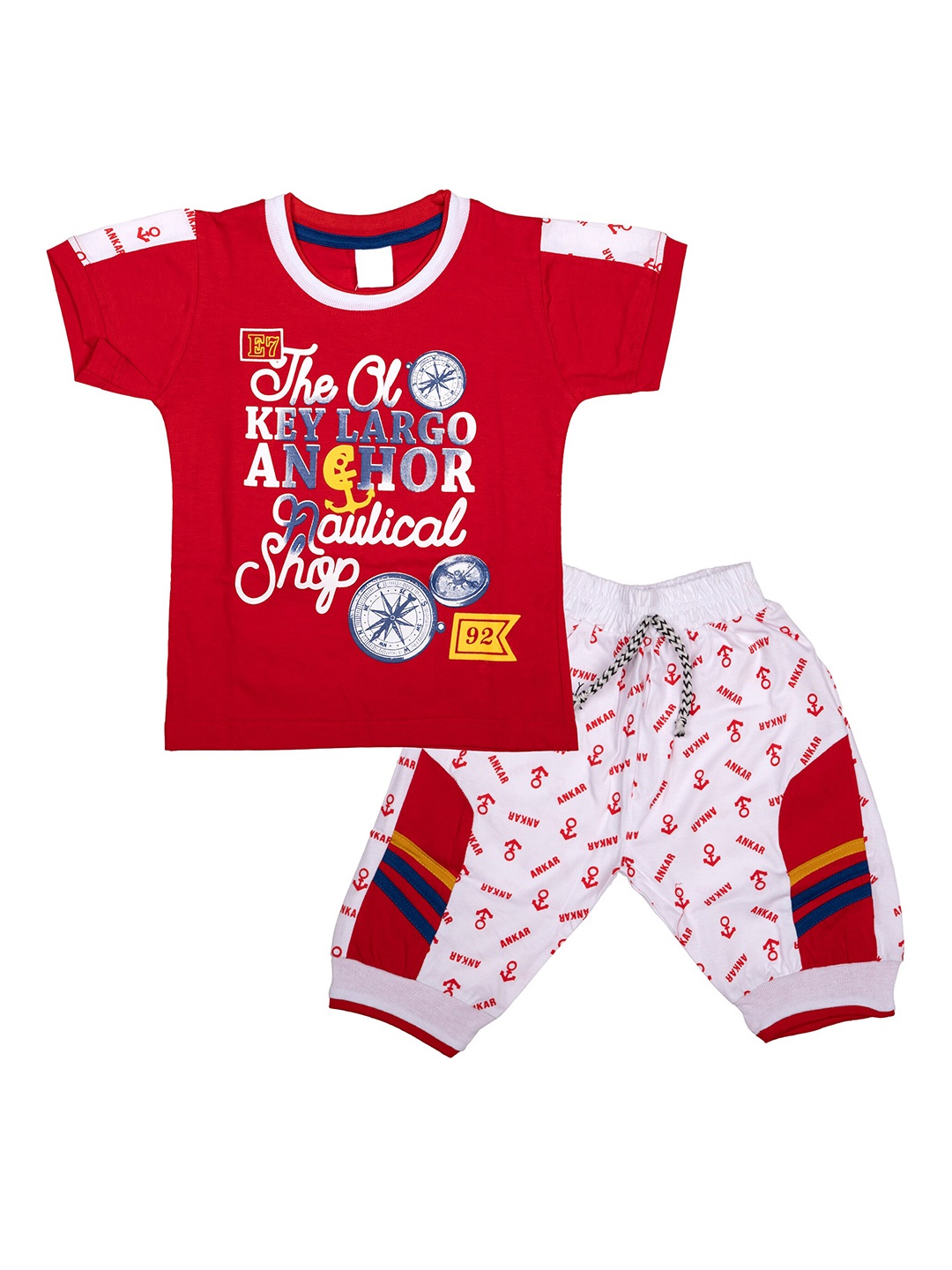 

BAESD Boys Printed Pure Cotton T-shirt with Shorts, Red