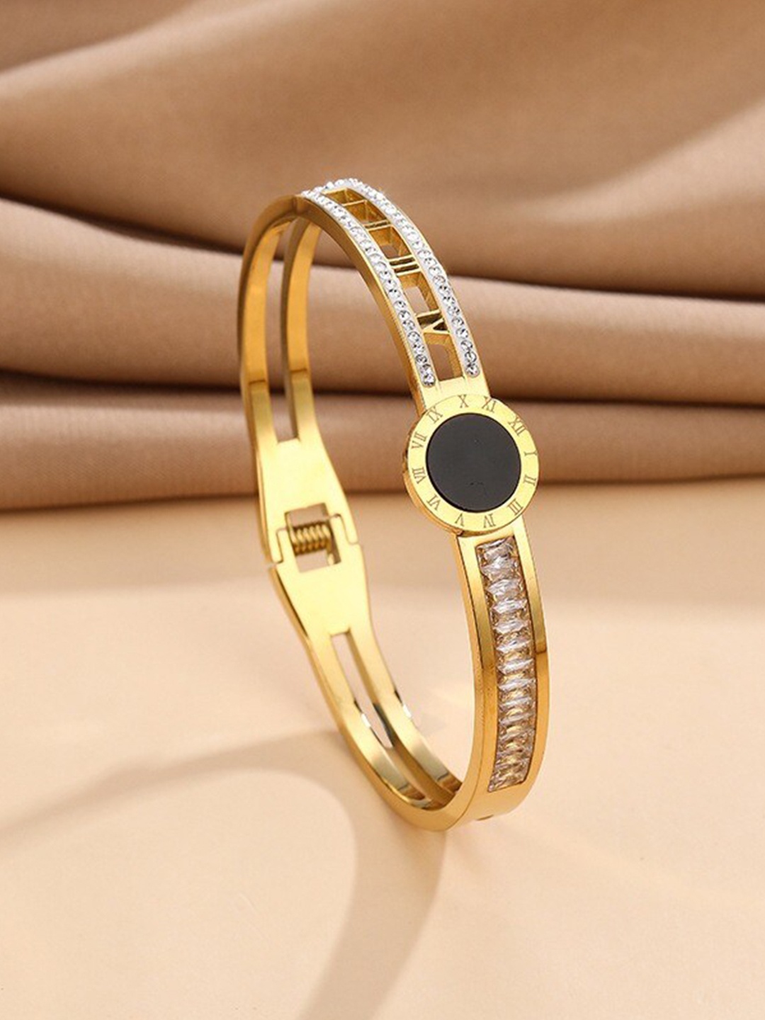 

MYKI Women Gold-Plated Cubic Zirconia Kada Bracelet