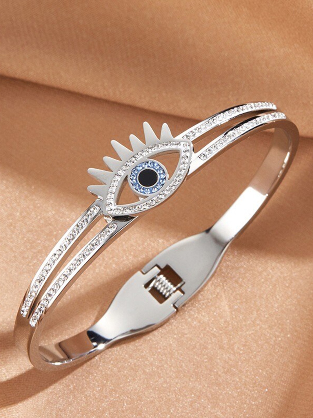 

MYKI Cubic Zirconia Silver-Plated Kada Bracelet