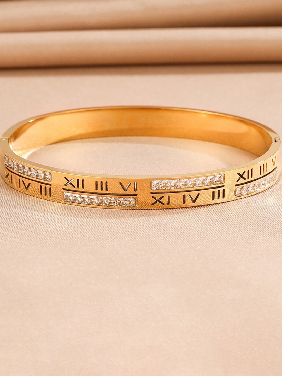 

MYKI Cubic Zirconia Gold-Plated Kada Bracelet