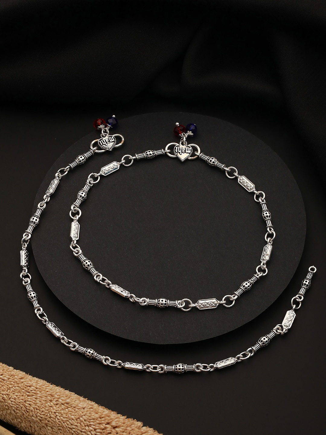 

Jazz and Sizzle Set Of 2 Silver-Plated Anklets