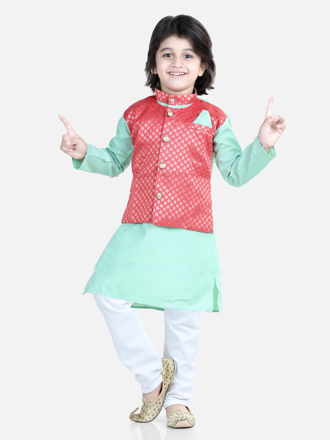 

BownBee Boys Straight Pure Cotton Kurta With Pyjamas, Green