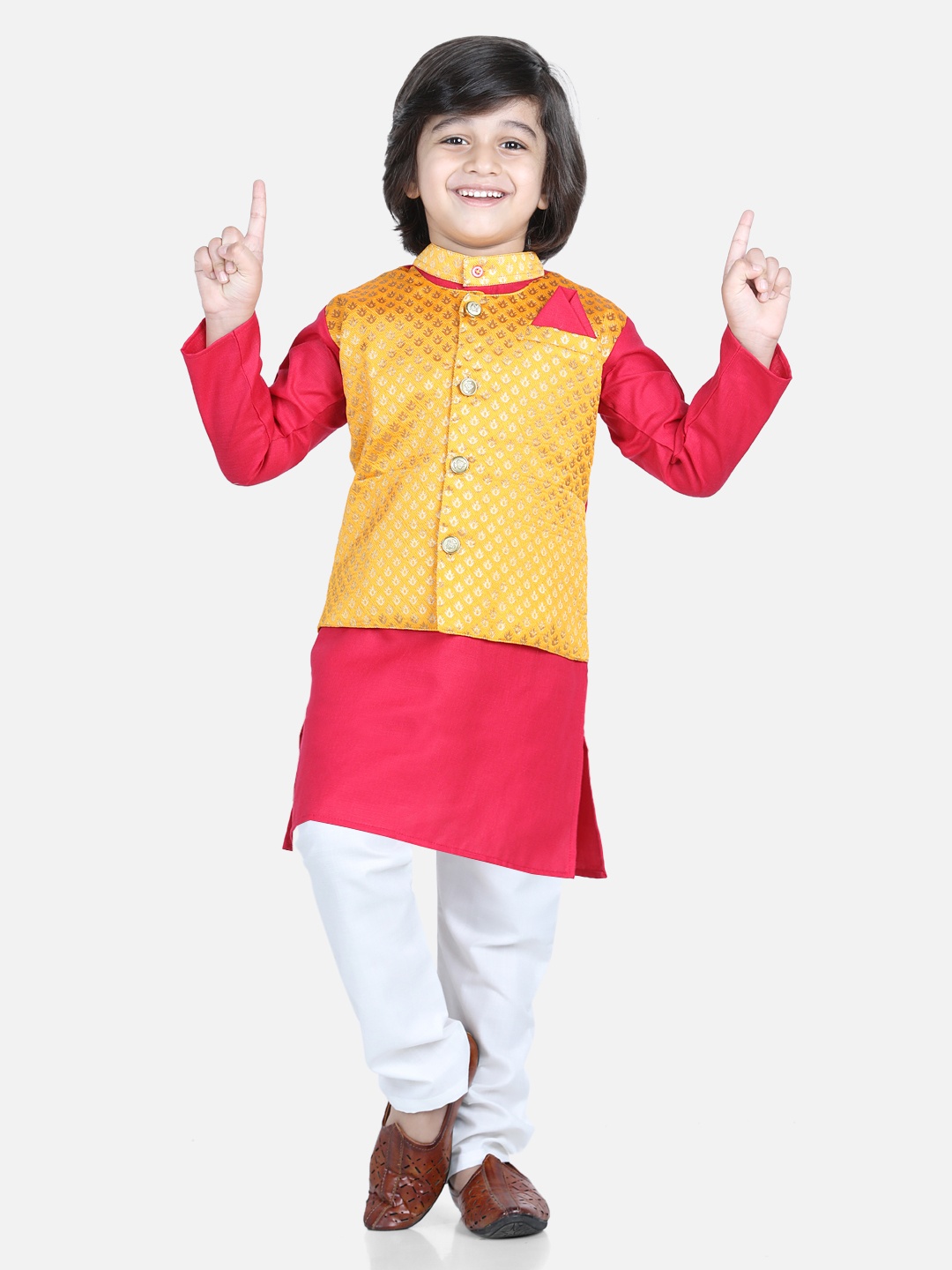 

BownBee Boys Straight Pure Cotton Kurta With Pyjamas, Pink