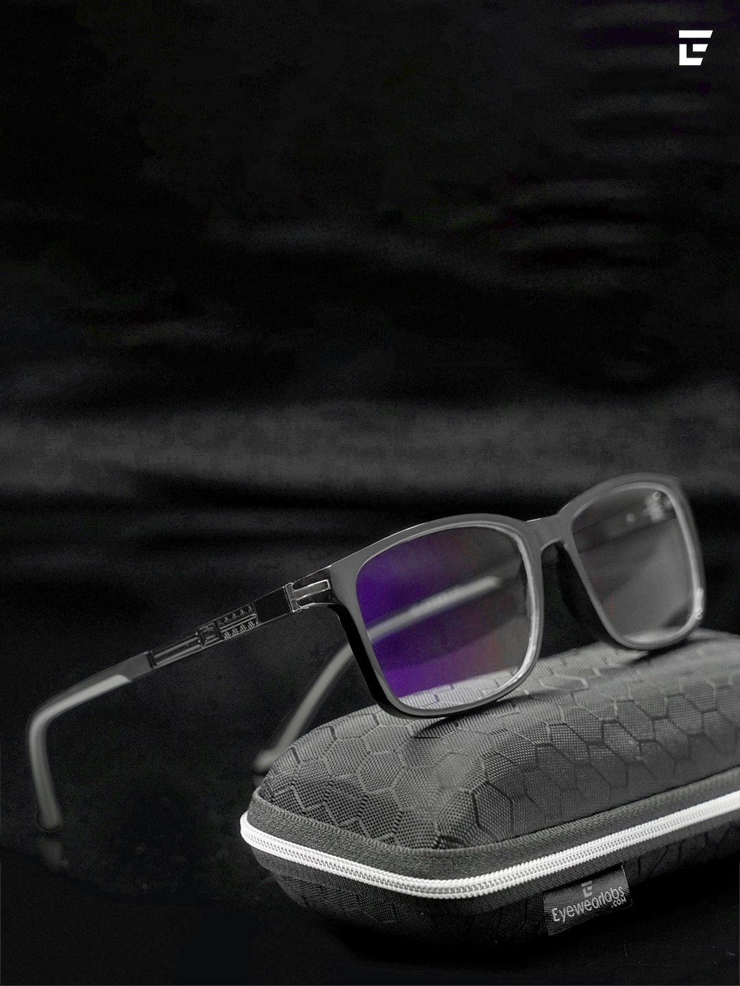 

Eyewearlabs Cosmic Matte Black Unisex Full Rim Rectangle Frames With Hard Case, Transparent