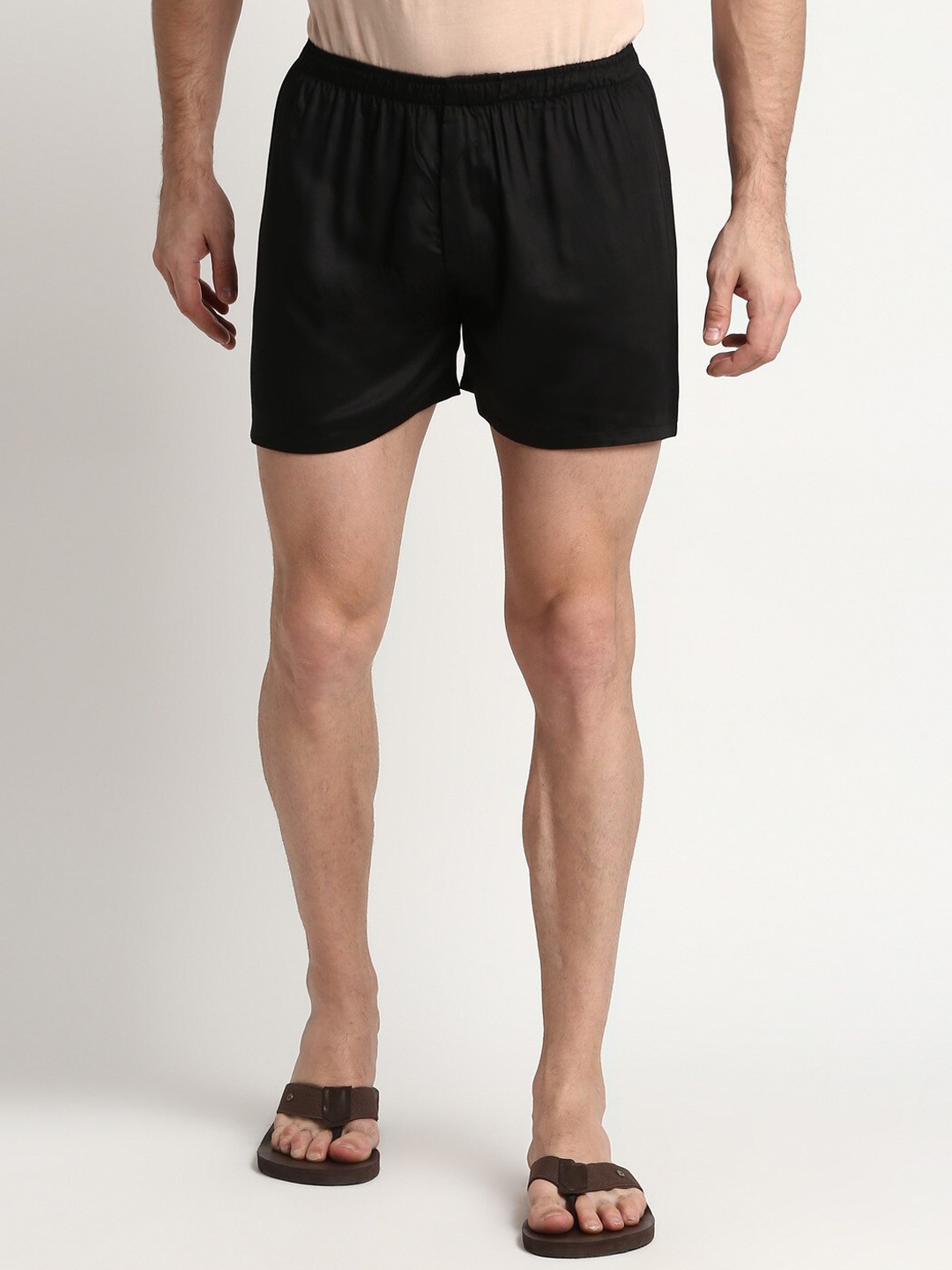 

shopbloom Men Pure Cotton T-shirt With Shorts, Black