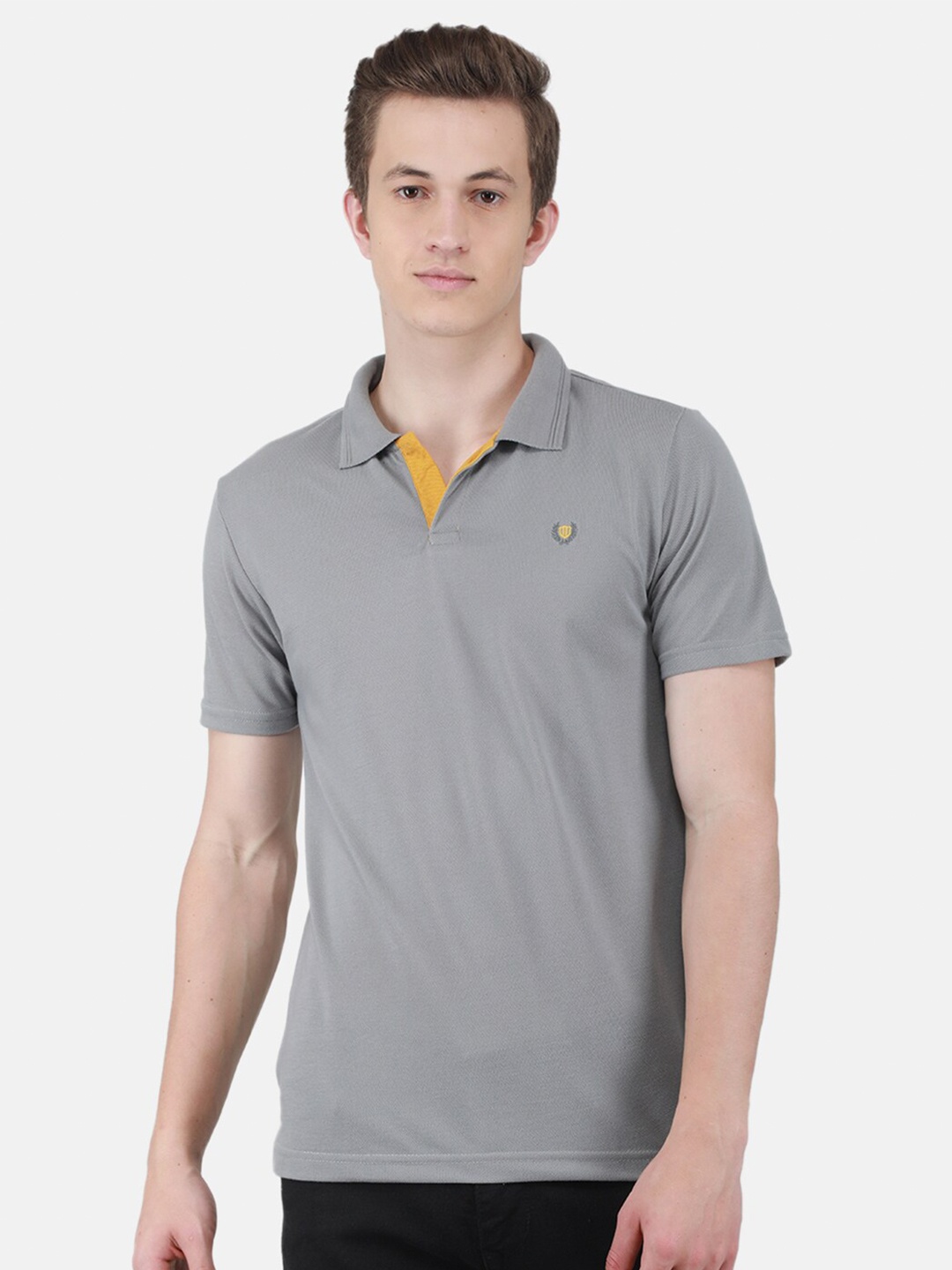 

Duke Polo Collar Slim Fit Cotton T-Shirt, Grey