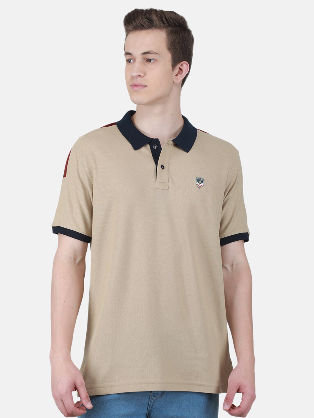 

Duke Polo Collar Slim Fit Cotton T-shirt, Beige