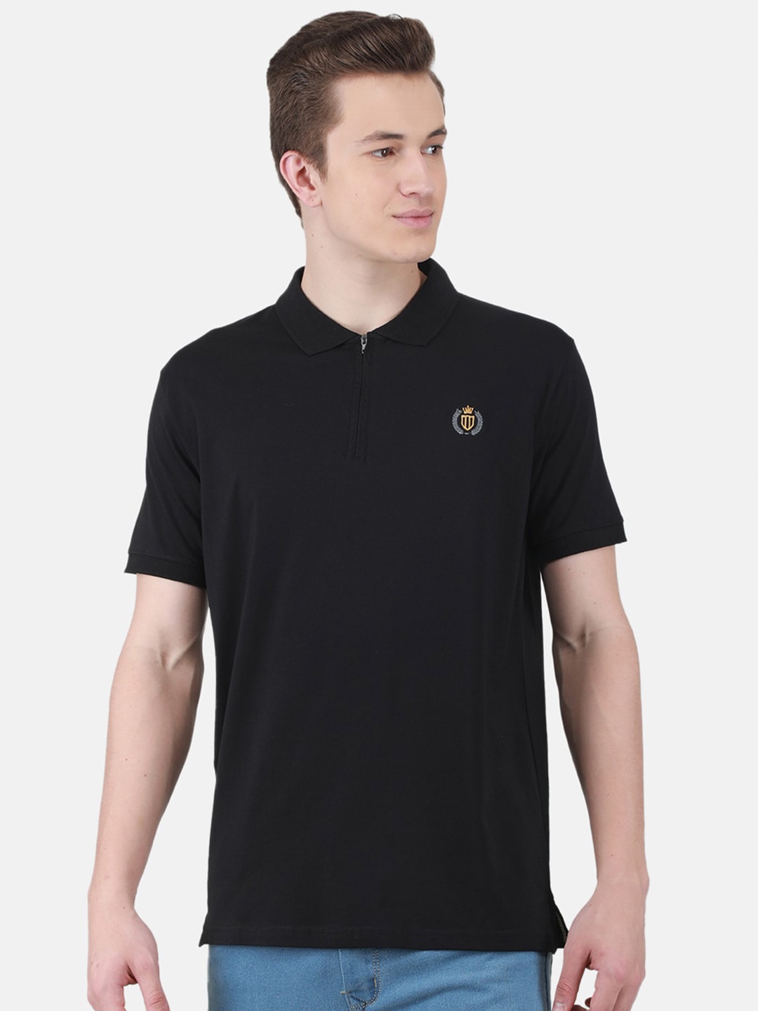

Duke Polo Collar Cotton Slim Fit T-shirt, Black