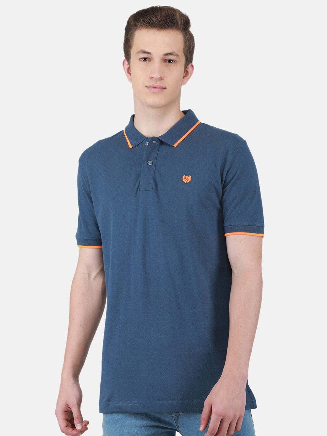 

Duke Polo Collar Slim Fit Cotton T-Shirt, Blue