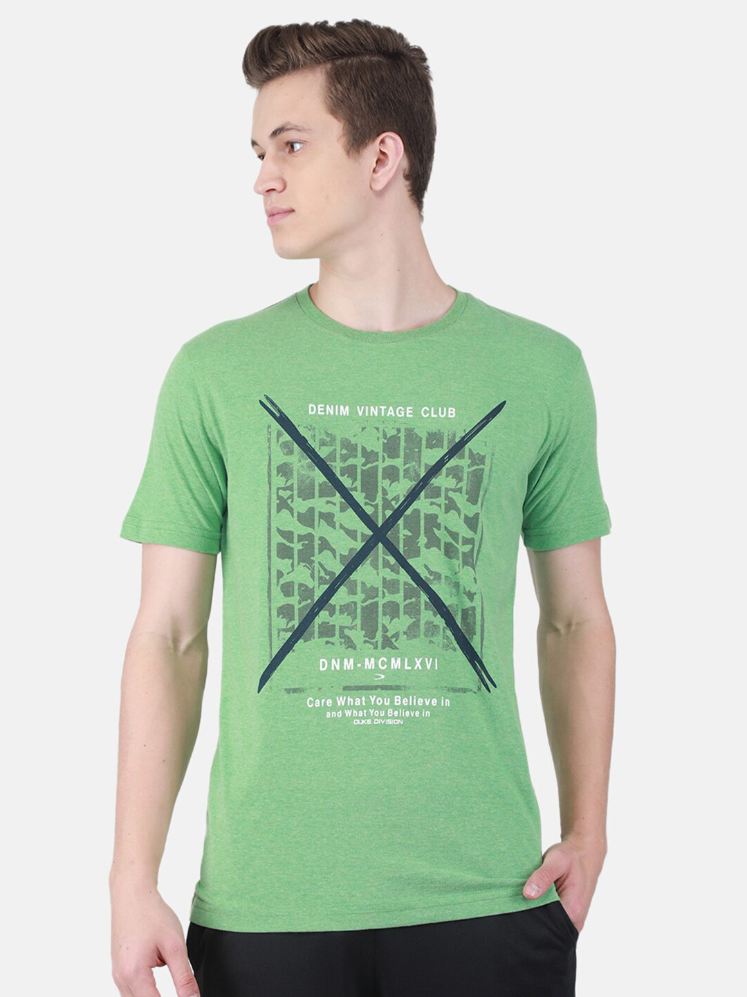 

Duke Graphic Printed Cotton Casual T-shirt, Green