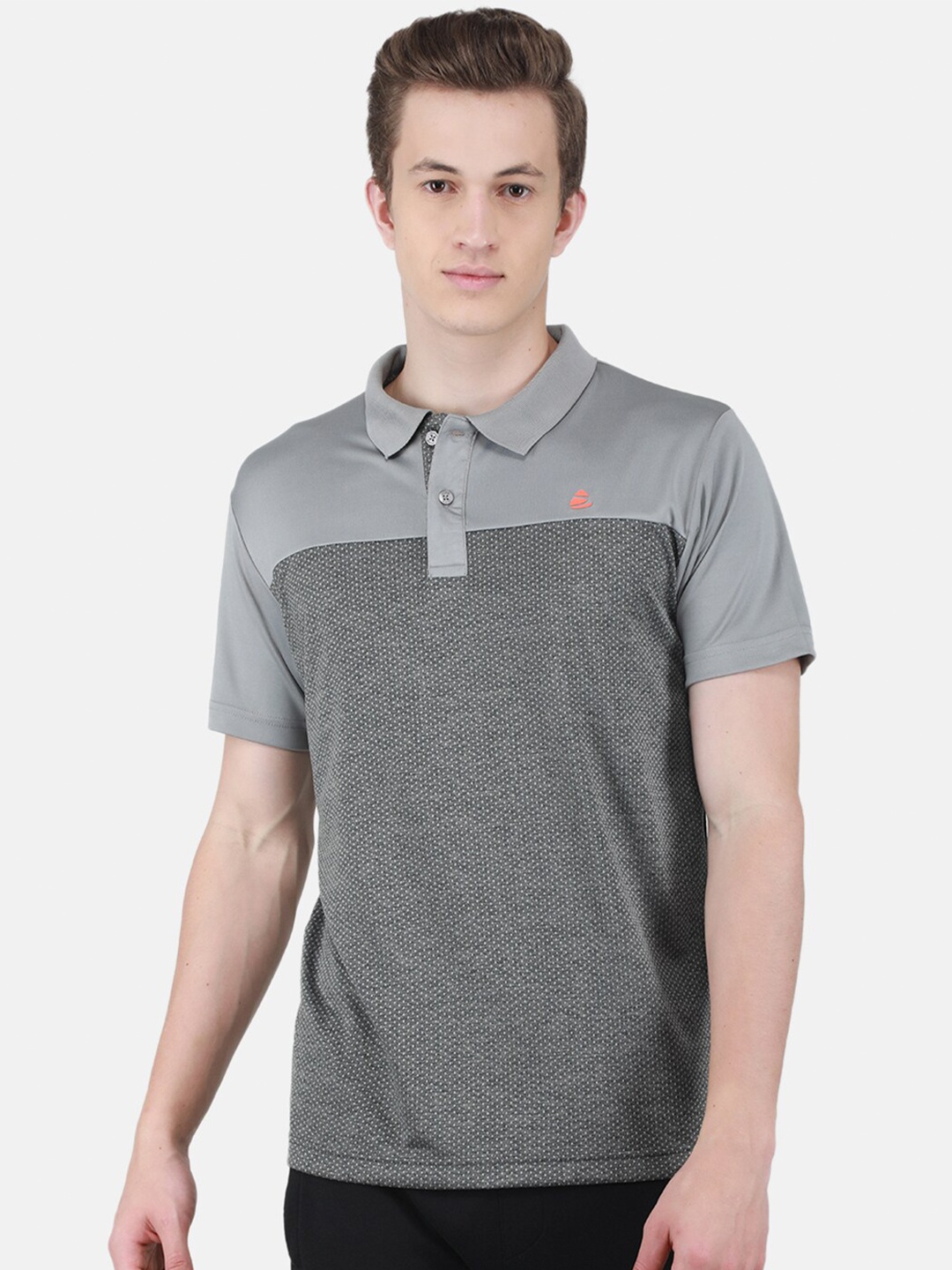 

Duke Colourblocked Polo Collar Regular Fit Cotton Sports T-Shirt, Grey