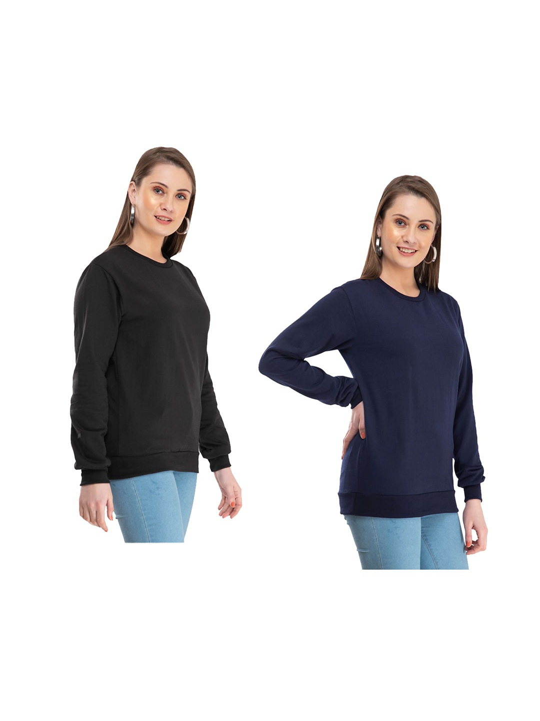 

IndiWeaves Pack Of 2 Round Neck Pullover, Black