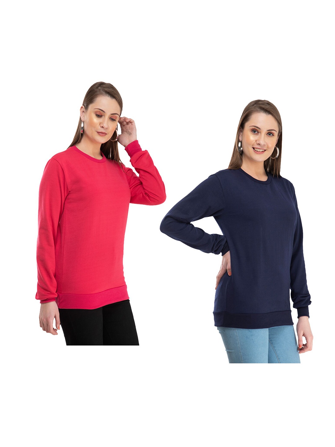 

IndiWeaves Pack Of 2 Round Neck Pullover, Pink