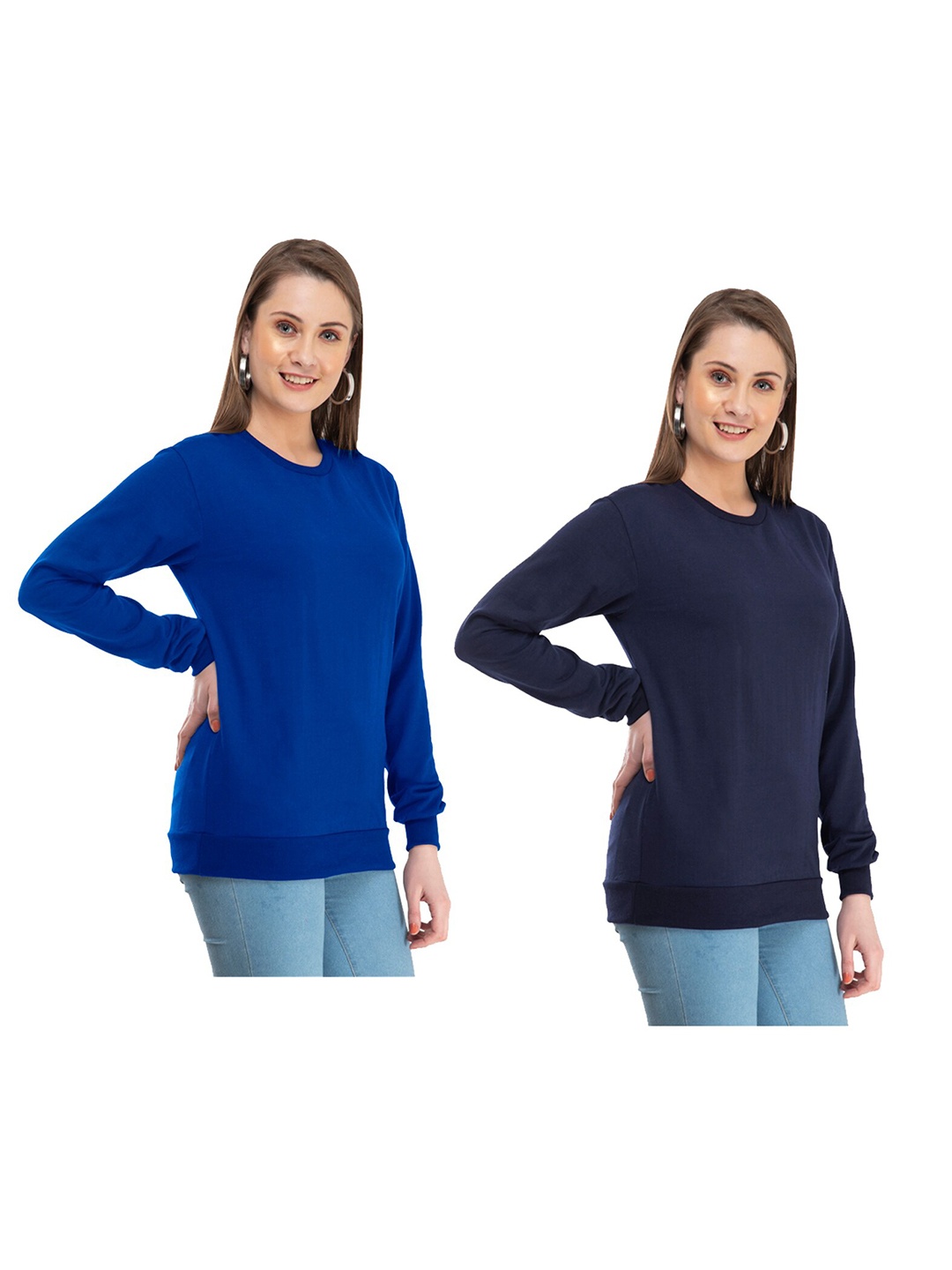 

IndiWeaves Pack Of 2 Round Neck Sweatshirt, Blue