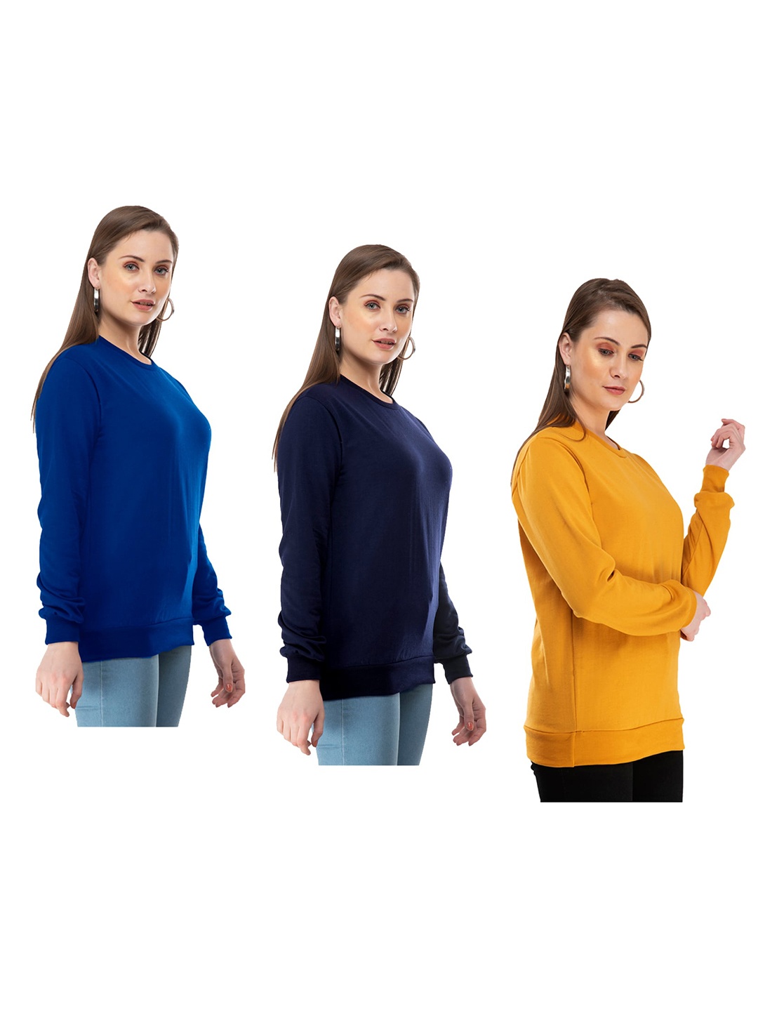 

IndiWeaves Pack Of 3 Round Neck Pullover, Blue