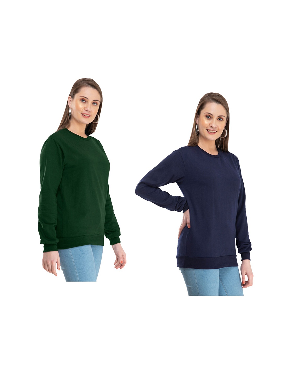 

IndiWeaves Women Pack Of 2 Fleece Sweatshirt, Green