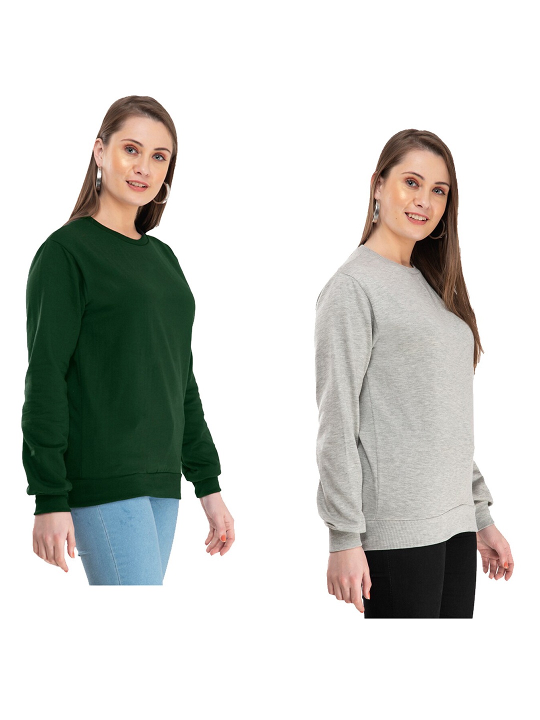 

IndiWeaves Pack Of 2 Long Sleeves Fleece Pullover, Green