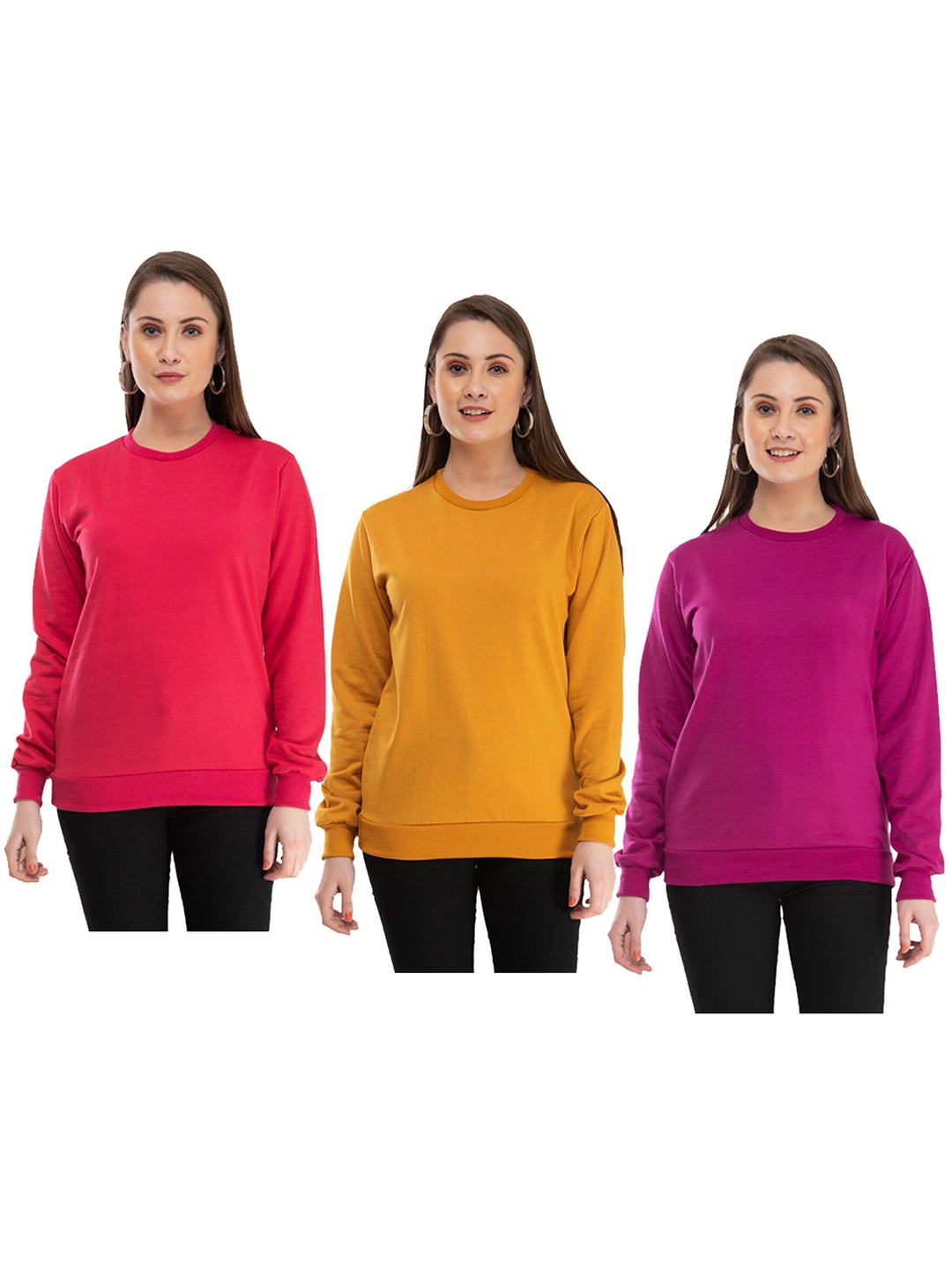 

IndiWeaves Pack Of 3 Round Neck Sweatshirt, Yellow