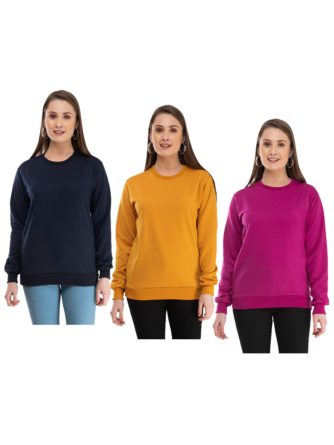 

IndiWeaves Pack Of 3 Pullover Sweatshirt, Navy blue
