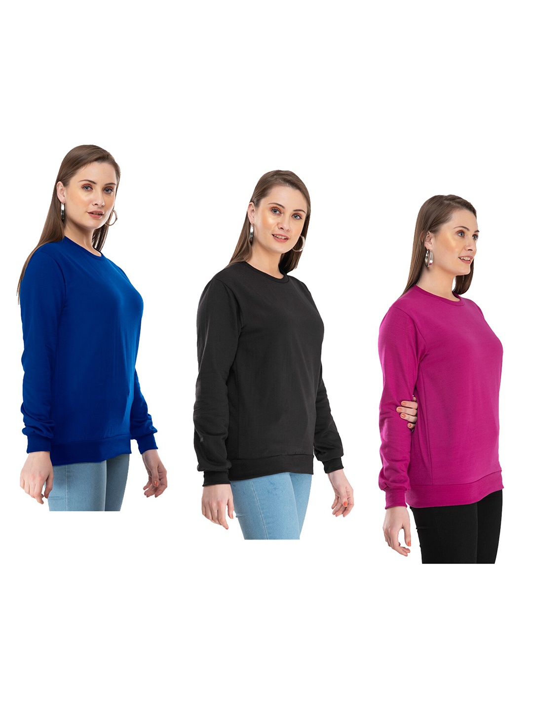 

IndiWeaves Pack Of 3 Long Sleeves Fleece Pullover, Blue