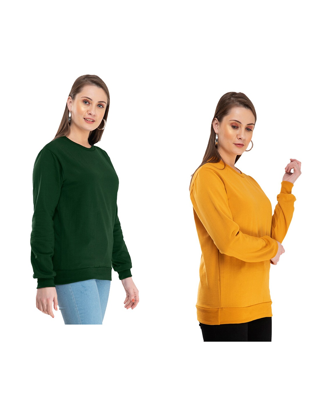 

IndiWeaves Women Pack Of 2 Fleece Sweatshirt, Green