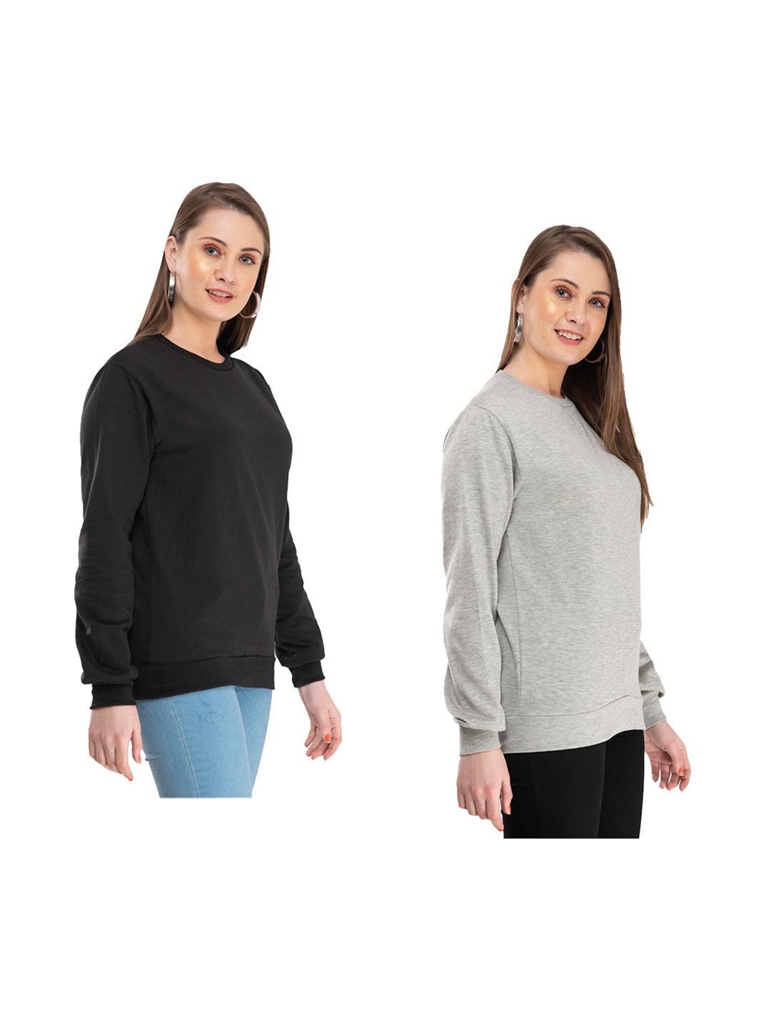 

IndiWeaves Pack Of 2 Long Sleeves Fleece Pullover, Charcoal