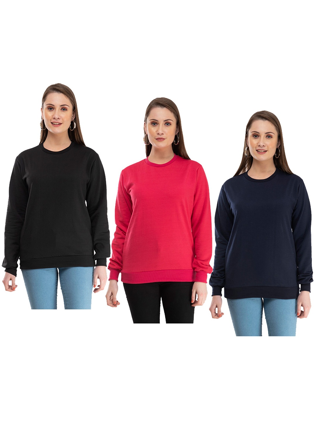 

IndiWeaves Pack Of 3 Round Neck Sweatshirt, Pink
