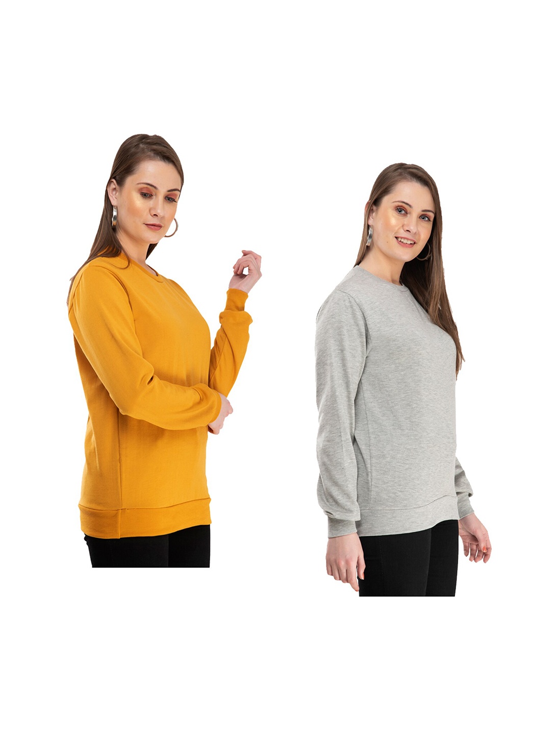 

IndiWeaves Pack Of 2 Round Neck Sweatshirt, Yellow