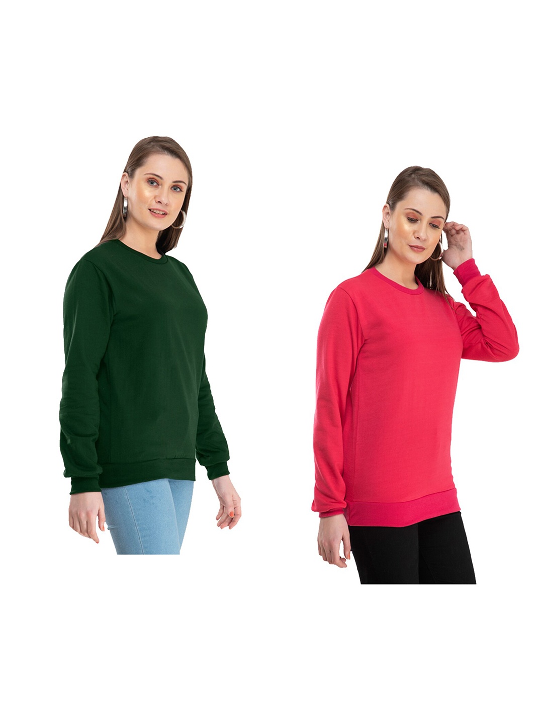 

IndiWeaves Pack Of 2 Round Neck Sweatshirt, Green