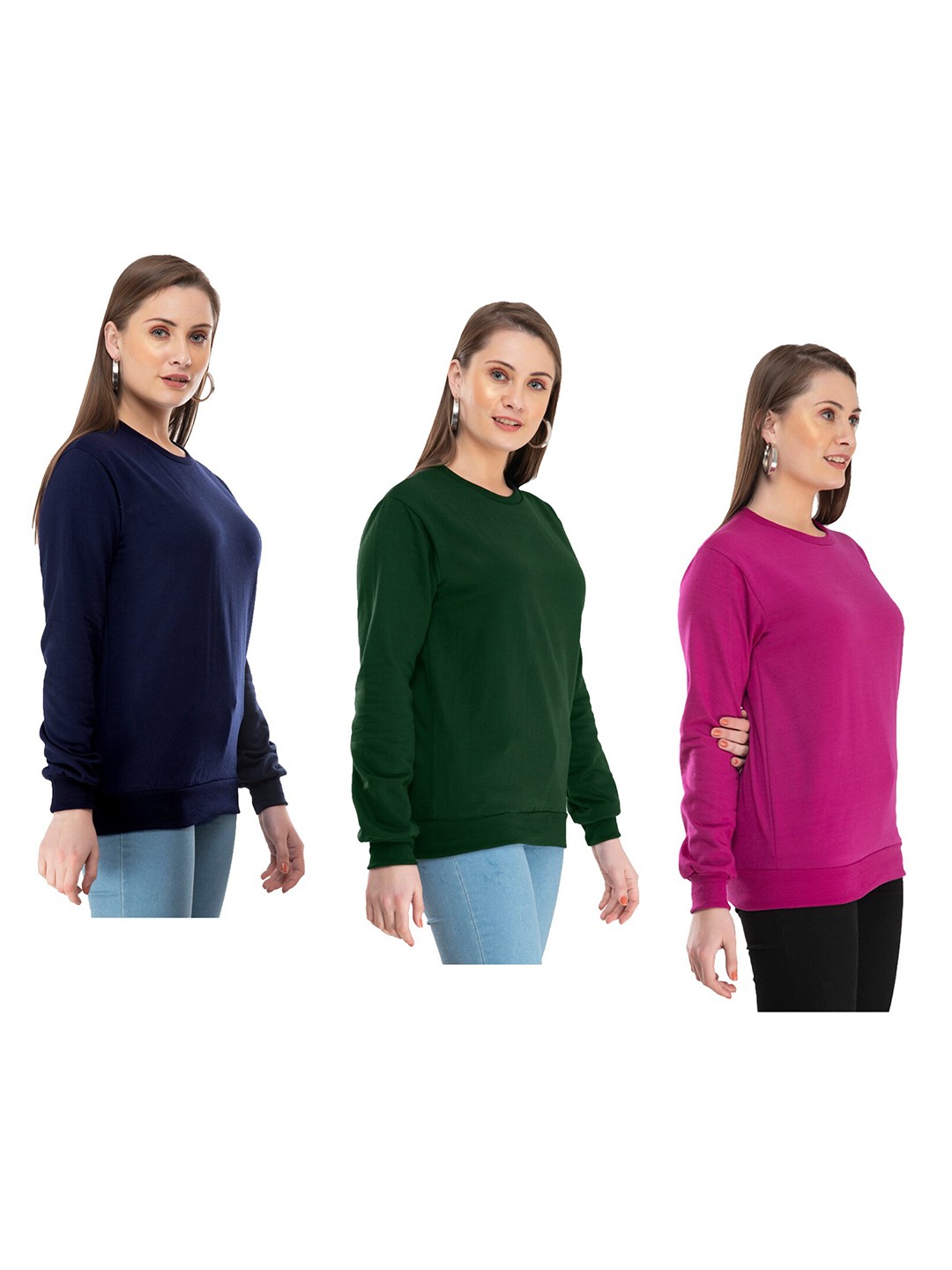 

IndiWeaves Pack Of 3 Round Neck Pullover, Blue