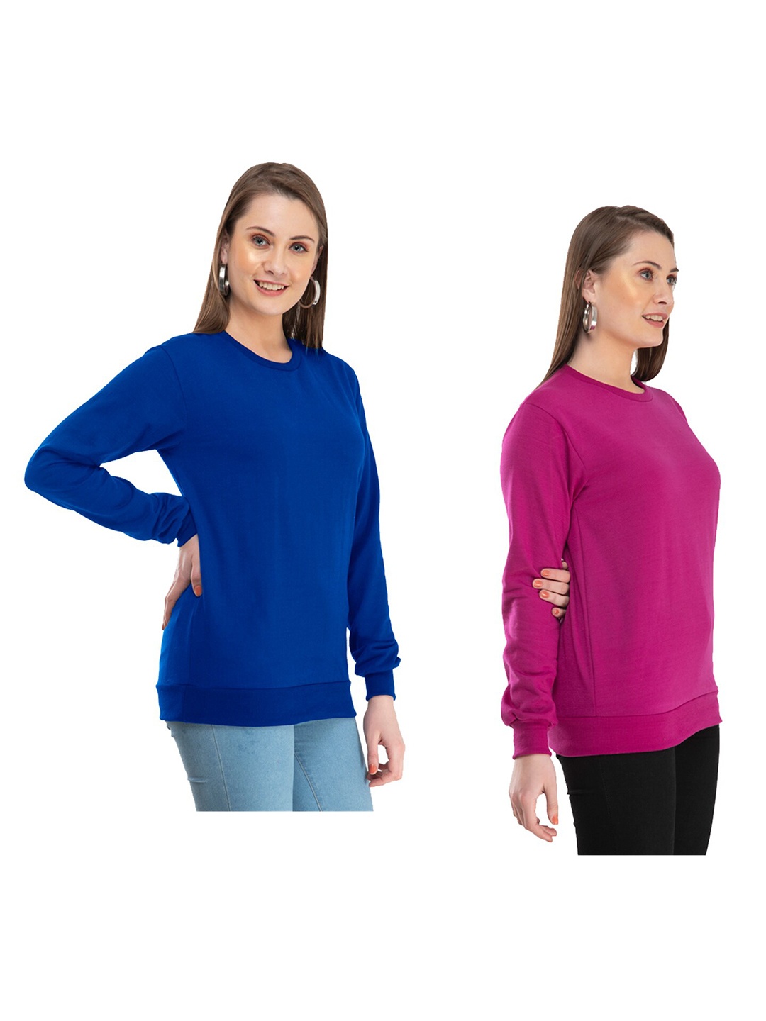 

IndiWeaves Women Pack Of 2 Fleece Sweatshirt, Blue