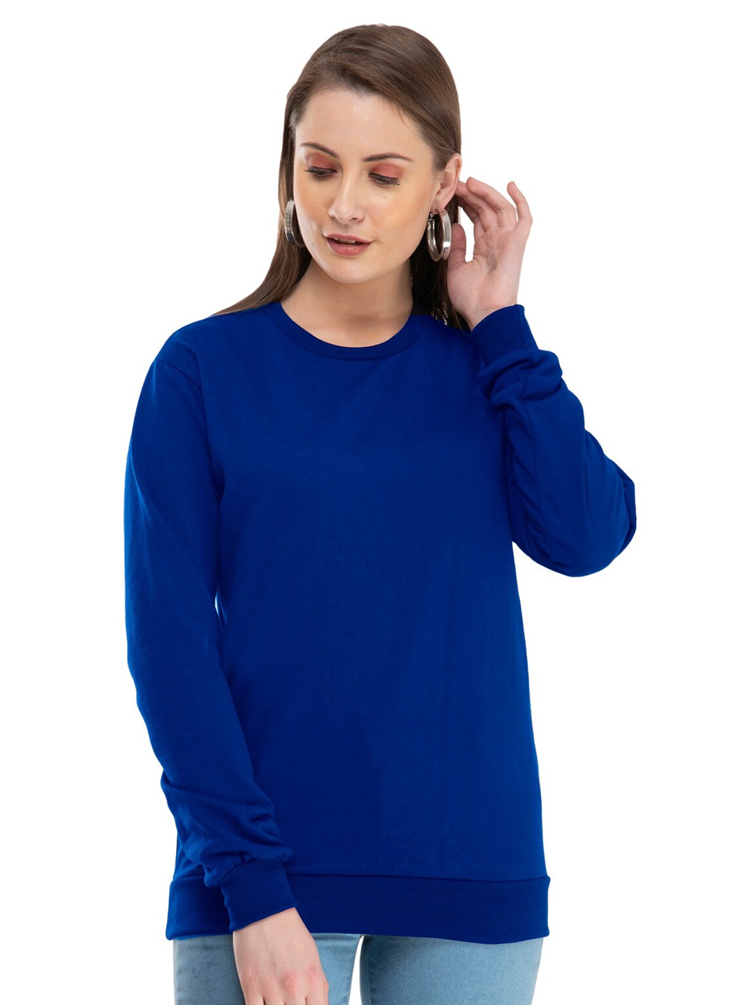 

IndiWeaves Round Neck Fleeces Sweatshirt, Blue