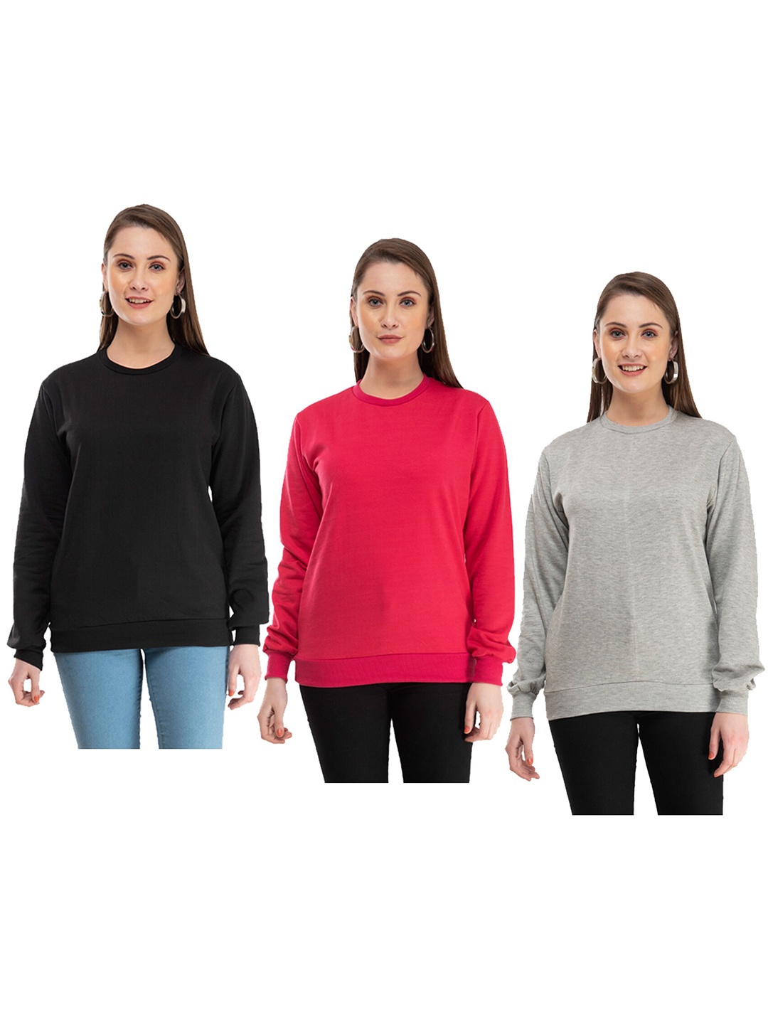 

IndiWeaves Pack Of 3 Round Neck Pullover, Grey